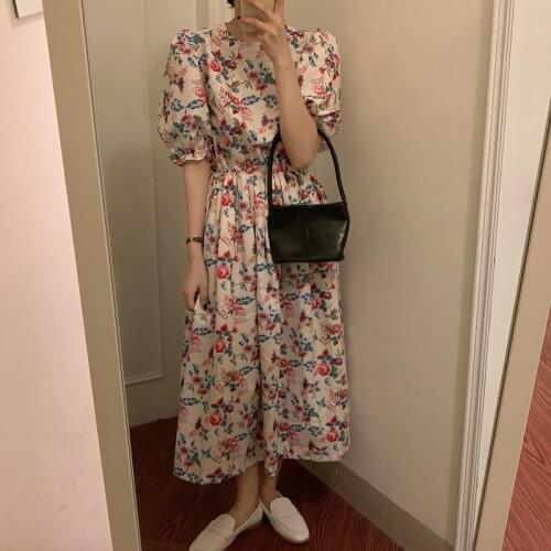 Spring Summer Women Maxi Long Floral Printing Half Sleeve Boho Dress YOU118