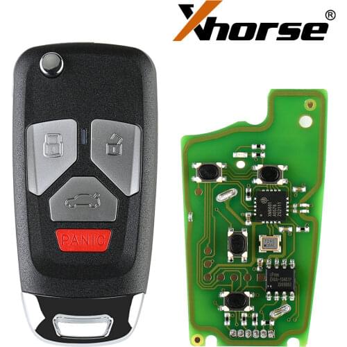 XHORSE XKAU02EN Wired 3 buttons + PANIC button for AUDI Type VVDI Universal Flip Remote Key 5pcs/lot