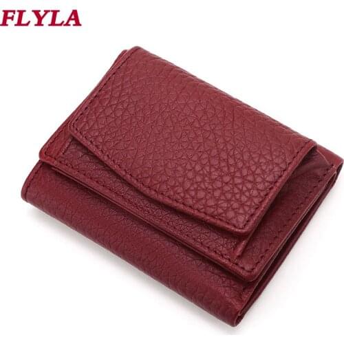 Leather Women Wallet Short 2021 New Hot-selling Mini First Layer Cowhide Coin Purse Rfid Small Card Bag