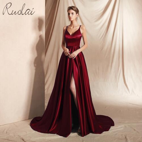 Reflected material Long Prom Dresses 2019 Front Slit Spaghetti Strap Dress Prom Gown For Women Formal Dress vestidos de fiesta