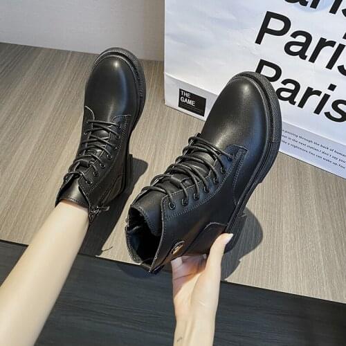 Winter Women Ankle Boots Black Nice Vogue Autumn Warm Fur Motorcycle Non-slip Waterproof Female Platform Boots Shoes