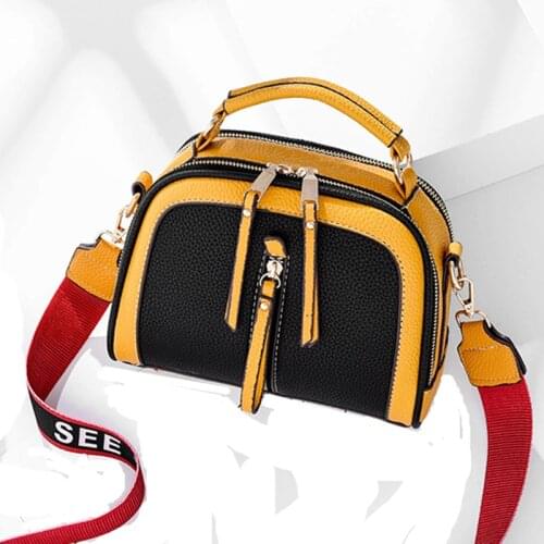 2020 Fashion Women PU Leather Square Handbags Casual Brand Designer Ladys Purses Bag Shoulder Crossbody Bags Nylon Strap