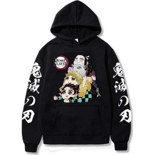 2021 Fashion Anime Demon Slayer Kawaii Pullover Sweatshirt Men Tanjiro Kamado Graphic Hoodies