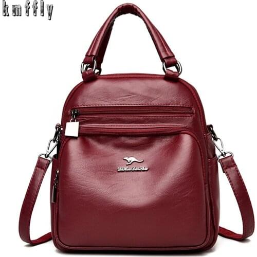 2021 Women High Quality Leather Backpacks Vintage 3IN1 Female Shoulder Bag Travel Ladies Bagpack Mochilas School Bags For Girls