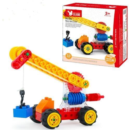 Wange 33pcs Big Size Blocks Toys Worm Gear Crane DIY Building Blocks Creative Educational Kids Toys Baby Gifts NO.250