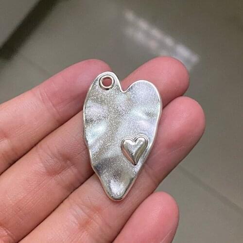 4Pcs 38X24mm Antique Silver Color Love Heart Pendant Smaller Size Bracelet Necklace Jewelry Making Handmade DIY Accessories