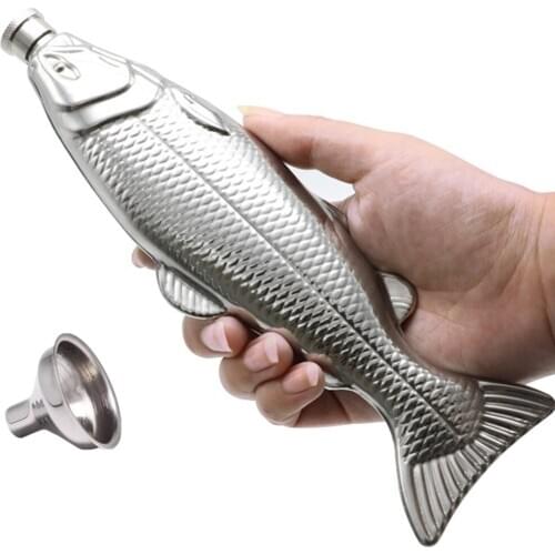 4oz Fish Hip Flask Stainless Steel Design Shape Personalited Unique Portable Alcohol Whiskey Vodka Liquor Wine Drinkware Flasks