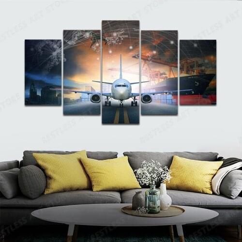 5Pcs Plane Aircraft Canvas Poster Home decor can be hung in the living room bedroom store Art Painting