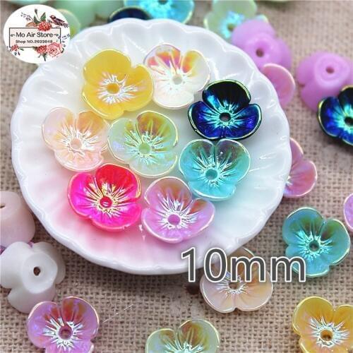 50pcs 10mm AB White/black/pink mix Color flower resin flatback cabochon DIY jewelry/phone decoration DIY craft