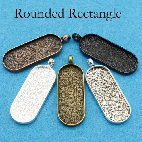 50 Pcs - Oval Rectangle Pendant Bezel Blank Pendant Setting Cabochon Base Elongated Oval Bezel Cup Gold Bronze Copper Black