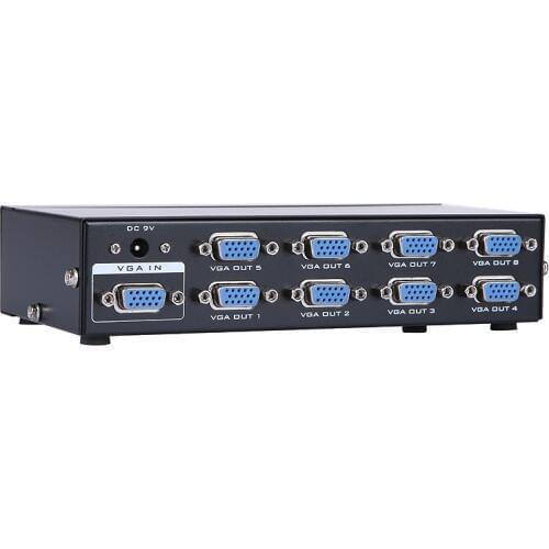 8 Port VGA Video Splitter - 1 in to 8 Out - 1 Pc to 8 Monitors vga amplifier splitter vga rca splitter Free Shipping
