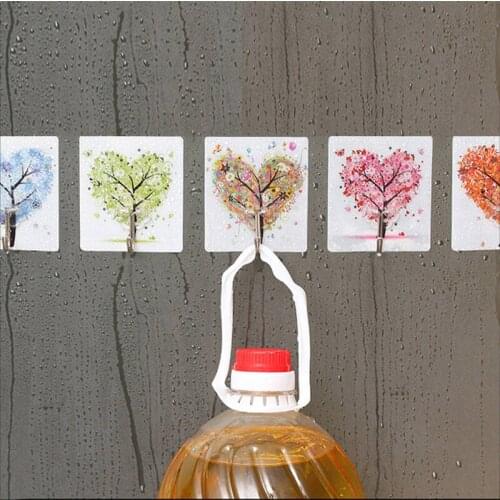 8pcs/set Strong Adhesive No Trace Hooks Free Nail Door Kitchen Hook Bathroom Waterproof Landscape Hook Stickers