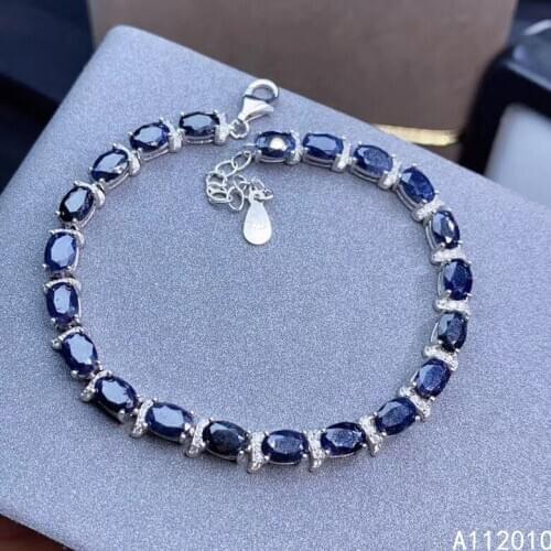 KJJEAXCMY Fine Jewelry 925 Sterling Silver inlaid gemstone sapphire women hand bracelet vintage support test hot selling