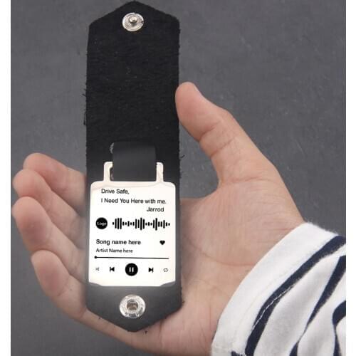 Custom Spotify Code Keychain Drive Safe I Need You Custom Name Favorite Song Keyring Genuine Leather Music Teacher Lover Gift