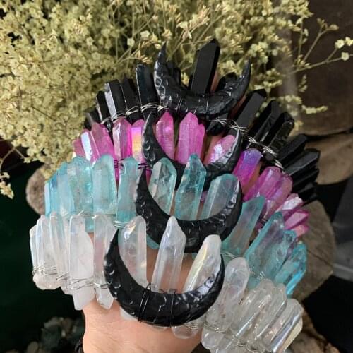 Black Moon Crown Raw Crystal Crown Wicca Photography Props Witch Accessories Hair Accessories Gothic Wedding Bridal Gift for Her