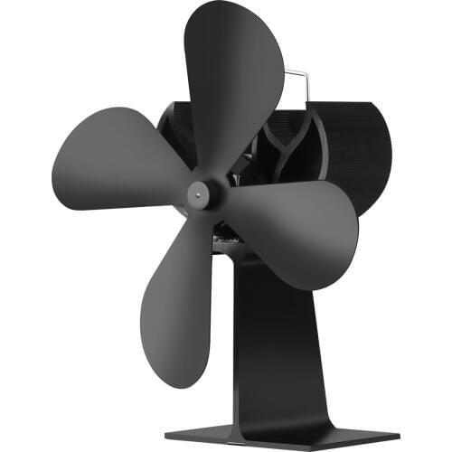 Black Fireplace 4 Blade Heat Powered Stove Fan Log Wood Burner Eco Friendly Quiet Fan Home Efficient Heat Distribution