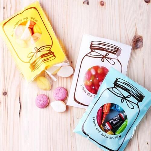 DHL 3000Pcs/Lot 7*10cm Colorful Bottles Self-adhesive Cookie Packaging Plastic Bags For Biscuits Cupcake Snack Baking Storage