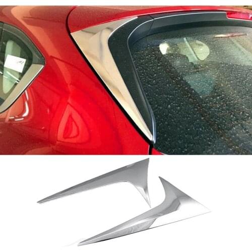 For Mazda CX-9 2017-2021 Chrome Rear Spoiler Wing Side Beveled Triple-cornered Window Cover Trim