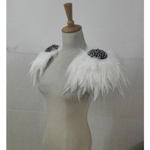Free shipping, handmade feather shoulder epaulettes with spike applique #FSP16004W