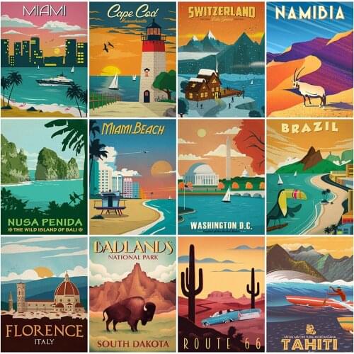 EverShine Diamond Painting America City Full Square Drill Diamond Embroidery Landscape Cross Stitch Set Mosaic Handmade Hobby