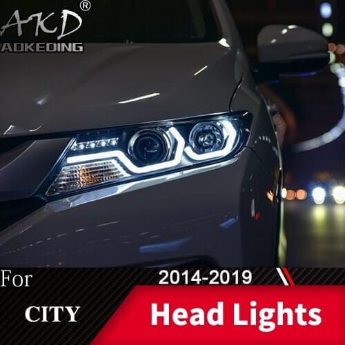 Head Lamp For Car honda City 2014-2019 city Headlights Fog Lights Day Running Light DRL H7 LED Bi Xenon Bulb Car Accessory