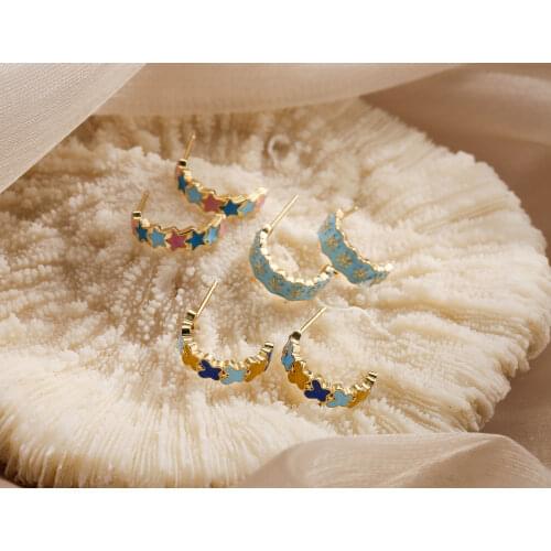 HECHENG,1 Pair,Colorful Dropping Oil Flower Star Butterfly Ear Clip,For Women Girls,Wholesale Earrings