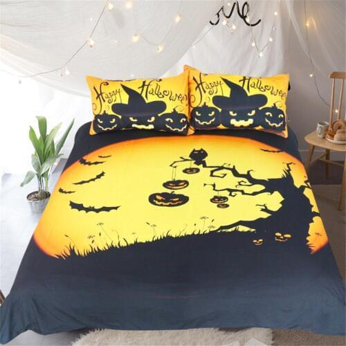 Halloween Bed Linen Set Quilts and Bedding Set Queen King Twin Full AU Single UK Double Moon Pillow Cases 3pcs