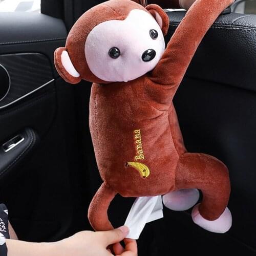 Creative Monkey Tissue Box Car Supplies Tissue Storage Hanging Type Car Seat Back Doll Cartoon Cute