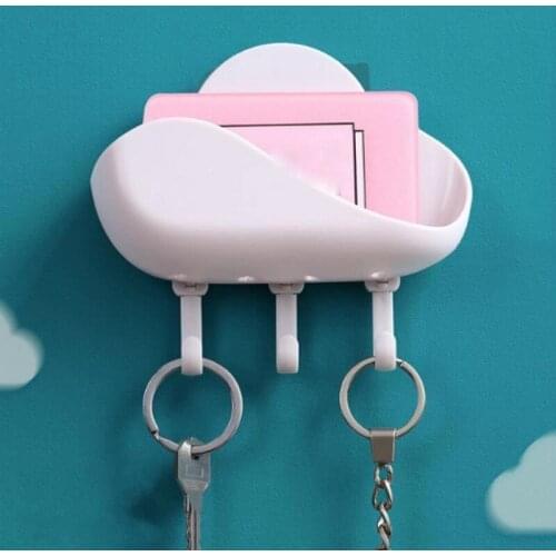 Creative Cloud Design Self-adhesive Shelf Drain Soap Box Kitchen and Bathroom Free Punch Sticky Hook Storage Box Key Bag Shelf