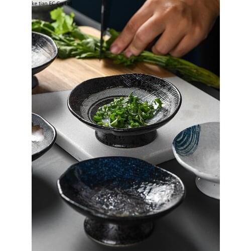 Creative Japanese-style ceramic high-leg dish seasoning dish home snack dish dessert dish snack fruit dish