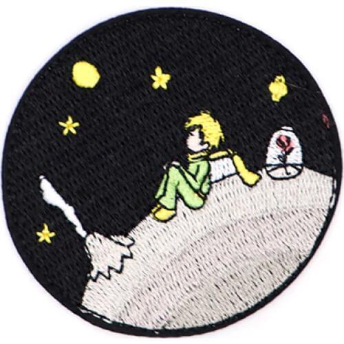 Le Petit Prince Rose Flower Embroidery Patch Iron On Patches For Clothes DIY Accessory Bag Applique Armband Book Stickers S36