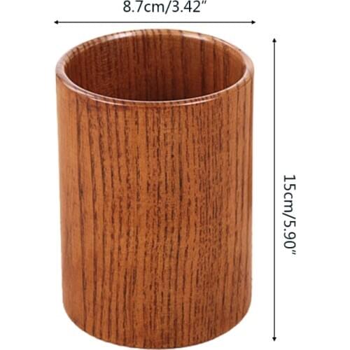 SFVEFVD Multipurpose Wooden Round Pen Holder Eco-Friendly Chopsticks Utensil Organizing Box Household Kitchen Storage