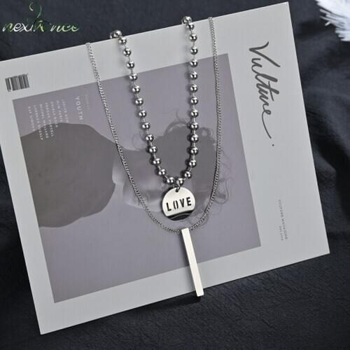 Nextvance Multi Layer Necklace Lover Round Cylinder Clavicle Pendant Top Quality Stainless Steel for Girlfriend Anniversary Gift