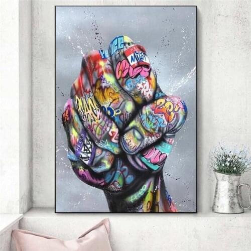 Power of Fist Street Art Posters And Prints Abstract Art Paintings on the Wall Graffiti Art Modern Pictures Home Decor Cuadros