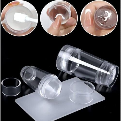 Nail Stamper Set Jelly Head Silicone Stamping Tool with Scraper Nail Art Template Print Accessories French Nails Manicuring Kits