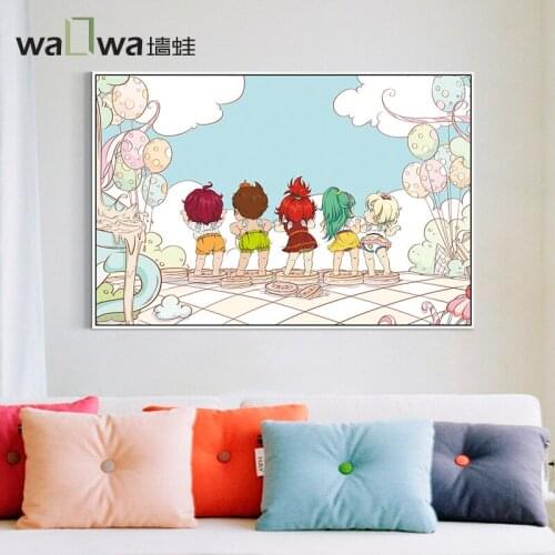 The wall frog Heaven modern minimalist children room decoration painting murals painted single healing bedroom bedside Zhao Shan