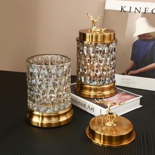Nordic Gold Silver Diamond Glass Storage Jars with Cover Spices Candy Jar Jewelry Storage Box Coffee Can Tank Kitchen Organizer