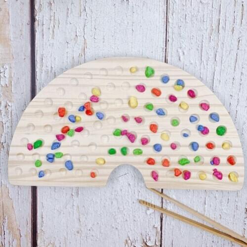 New Rainbow Track Building Block Montessori Early Education Small Particle Assembly Wooden Star DIY Coloring Painting Puzzle Toy