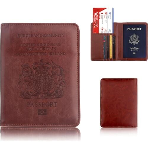 PU Leather England Passport Cover for United Kingdom Britain Credit Card Holder UK Passport Case Unisex Travel Wallet Purse