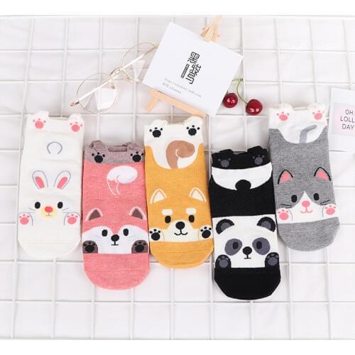 Autumn Winter Fashion Animal Women Cotton Socks Panda Fox Rabbit Dog Korea Harajuku Kawaii Cute Girls Casual Happy Funny Socks