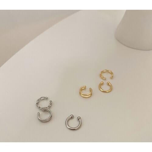 Orgin Summer Minimalist Gold Silver Color Double Twist Clip Earrings for Women Delicate Open Earrings Party Jewelry Dropship