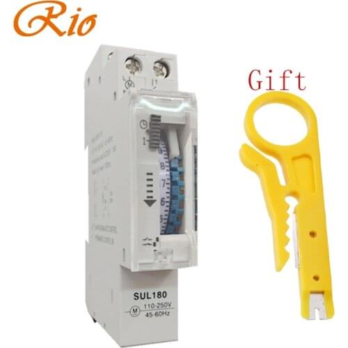 DIN Rail SUL180a Time Switch Mechanical Timer Switch 24 Hours Programmable Timer 16A Time Switch