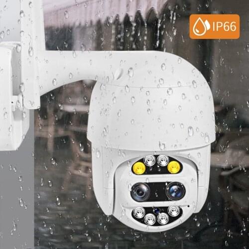 Outdoor Dual Lens 1080P PTZ Wifi Camera Binocular Mode IP66 Waterproof Home Security Automatic Tracking Network Camera