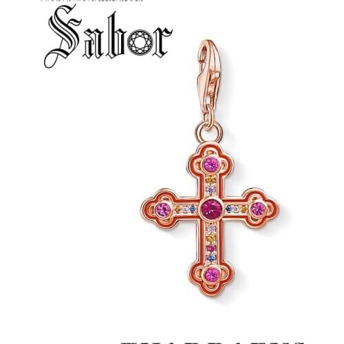 Victorian Iconic Cross Charm 2020 European Style Jewelry Vintage Rose Gold Gift Silver color plated Fit Bracelet thomas