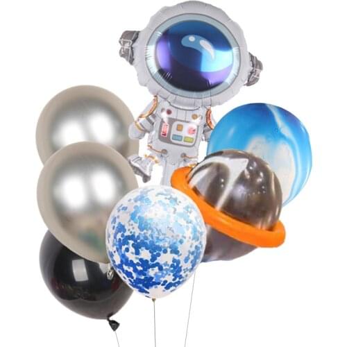 Mini Space Astronaut Balloons Rocket Airplane Balls Galaxy Theme Birthday Party Decorations Children Toys Boy Baby Shower Globos