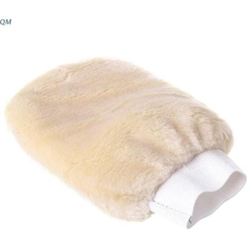 High Quality Synthetic Lambswool Polish Wash Mitt Soft Sheepskin Car Clean Glove 13MF