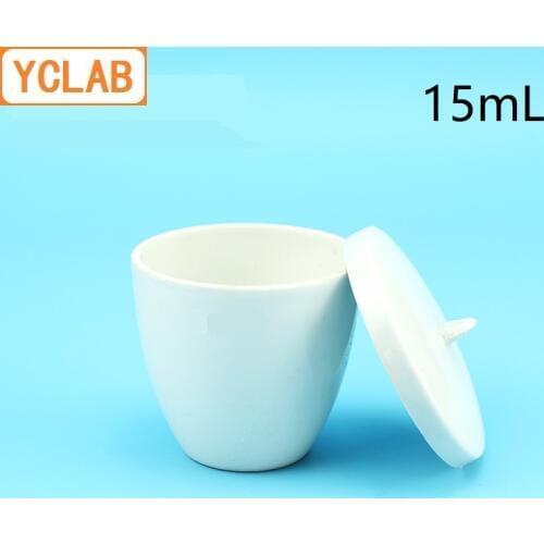 YCLAB 15mL Ceramic Crucible Medium Wall with Lid Pottery Porcelain Crockery Earthen Laboratory Chemistry Equipment