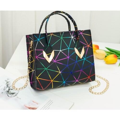 2021 Women Fashion Rainbow Purses and Handbags Holographic Flap Shoulder Bags Ladies Hand Bags Black Small Side Cross Body Bag