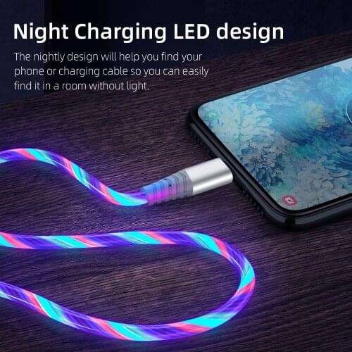1/2M Glowing USB Cable for IPhone 12 Pro Max 11 XS XR X 8 7 Luminous Micro USB Type C 3A Fast Charging Cable for Samsung Huawei