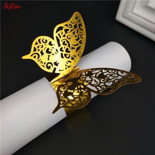 100PCS 50PCS Butterfly Paper Napkin Rings For Wedding Decoration Party Supplies Dinner Banquet Table Decoration Accessories 5Z